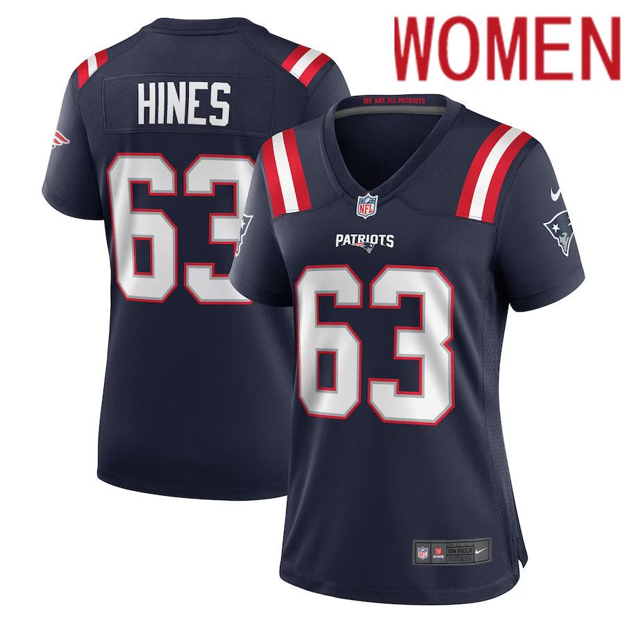Women New England Patriots 63 Chasen Hines Nike Navy Game Player NFL Jersey